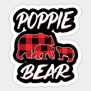 Poppie Bear Red Plaid Christmas Pajama Matching Family Gift Sticker